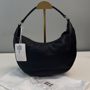 Jimmy Choo Bets M Black Leather Hobo Medium Shoulder Bag New with Tags